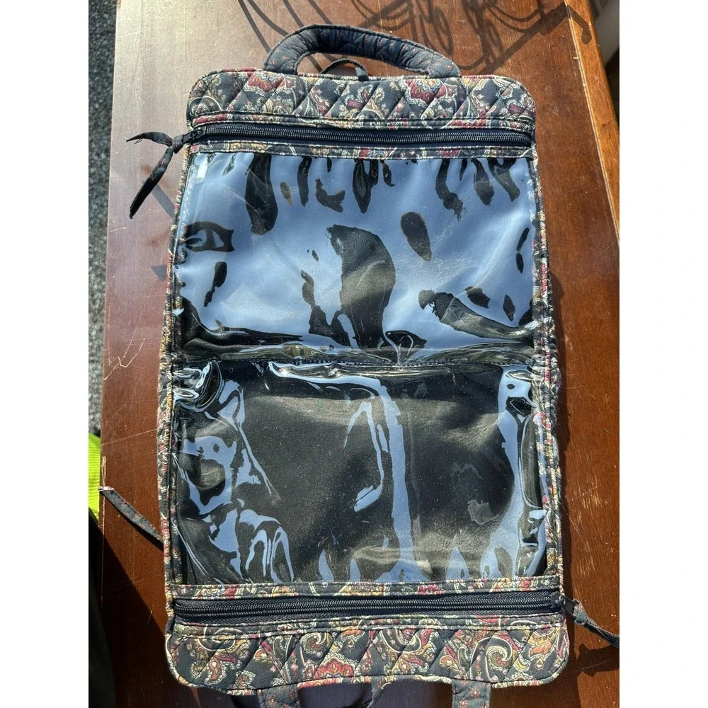 Vera Bradley Style Black Walnut Folding Travel Case-Tie Close, Clear Inside